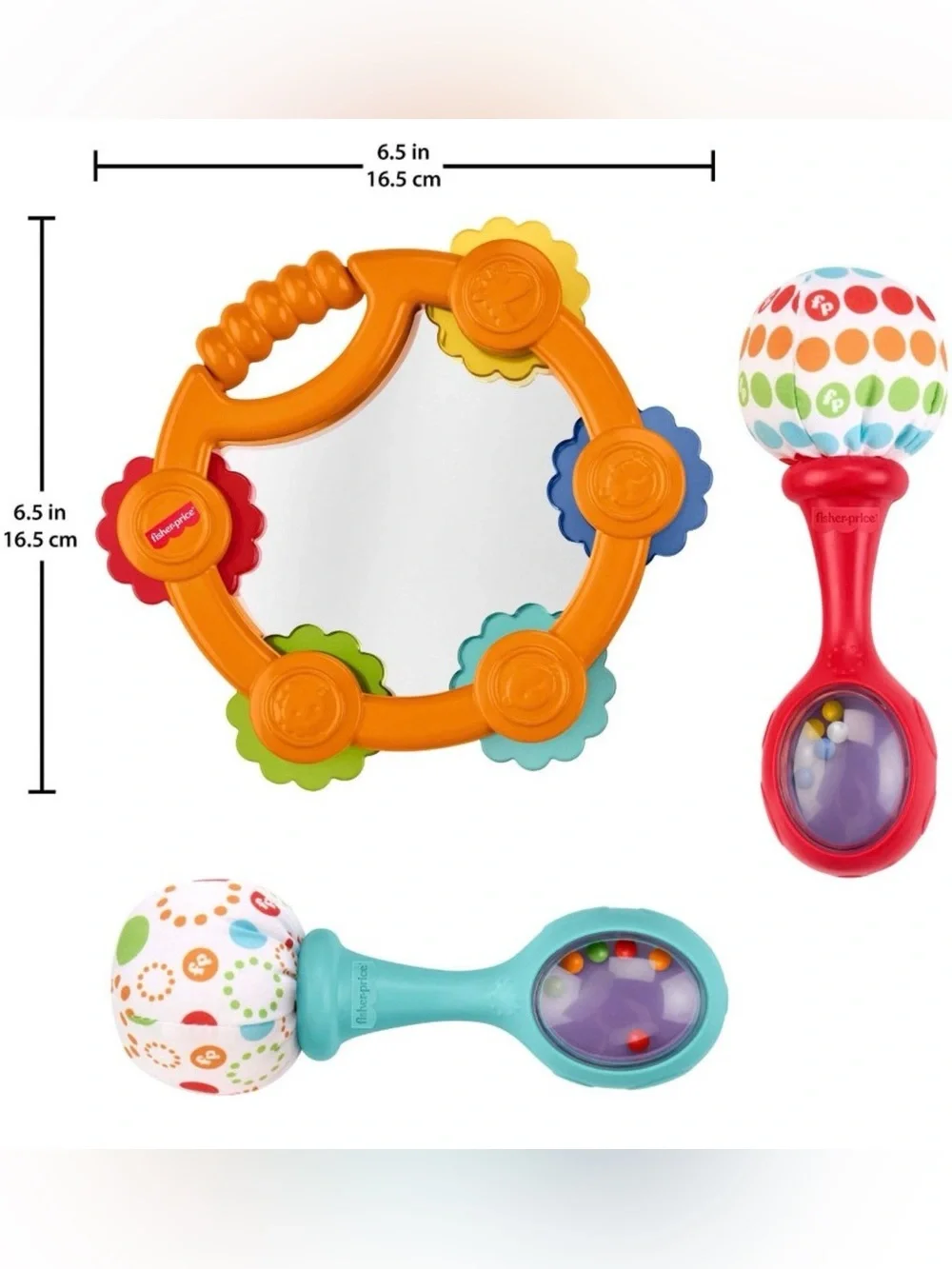 •FISHER PRICE•BNWT/BNIB TAMBOURINE & MARACAS 3-PIECE TOY GIFT SET AGE 3+ MONTHS